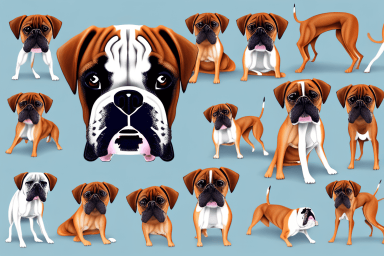 Several distinct types of boxer dogs showcasing their unique characteristics and features