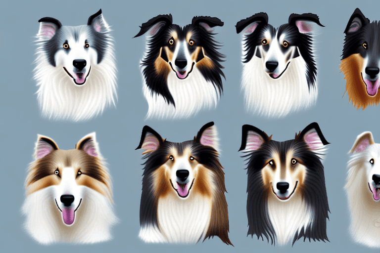 Several different types of collie dogs