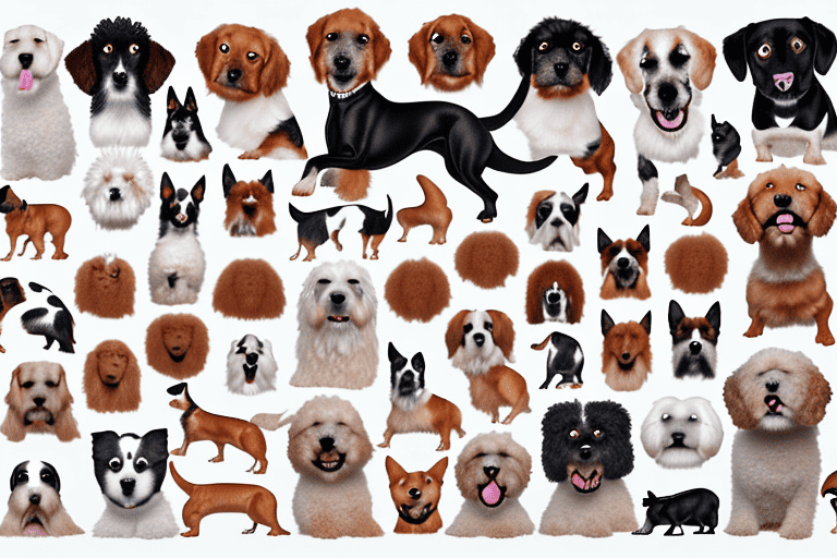 Several distinct breeds of dogs