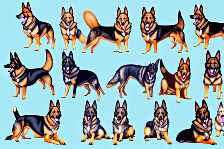 Several distinct types of german shepherd dogs