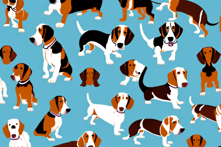 Several distinct breeds of hound dogs