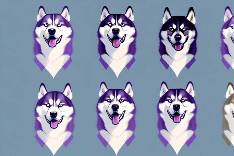 Several distinct types of husky dogs