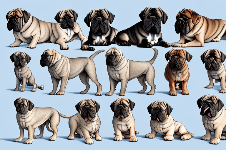 Several different types of mastiff dogs