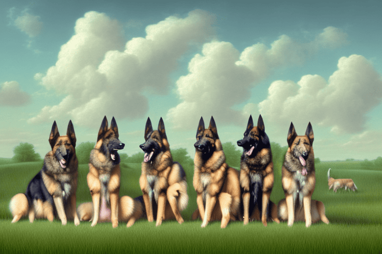 Several distinct types of shepherd dogs