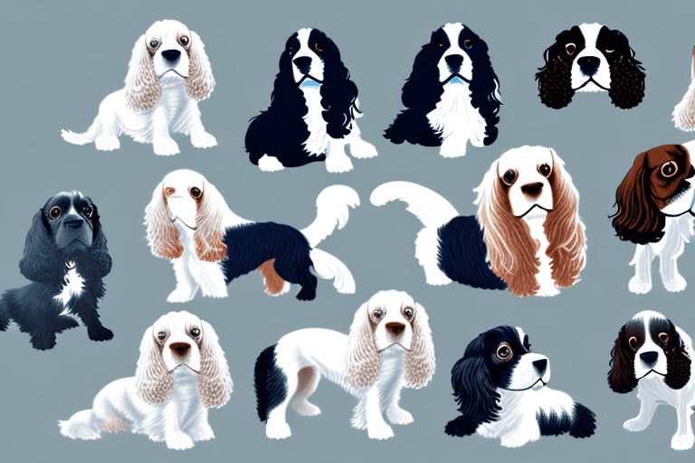 Several different types of spaniel dogs