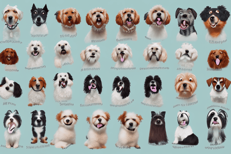 Several different breeds of dogs in various postures and expressions that subtly suggest they are experiencing different types of seizures