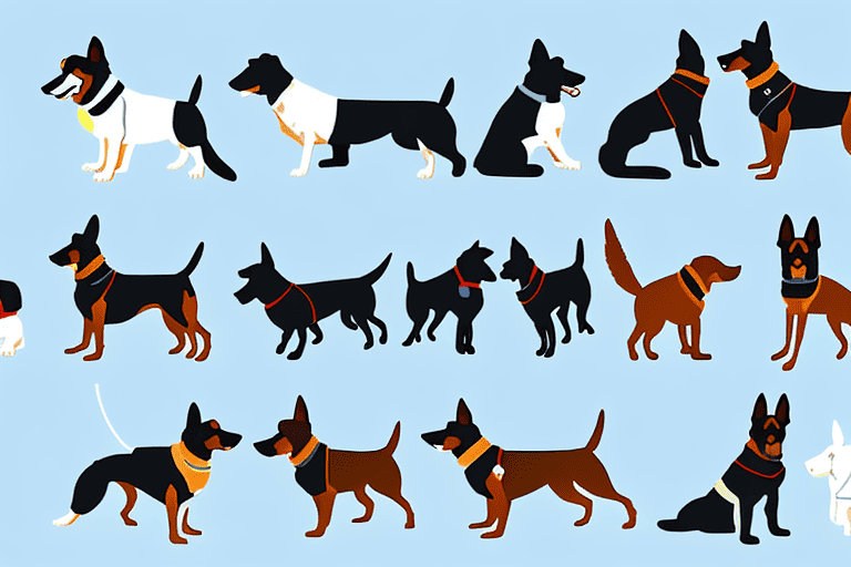 Various types of working dogs