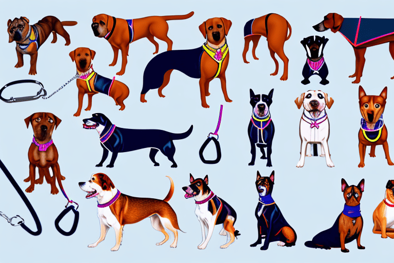 Several different types of dog harnesses