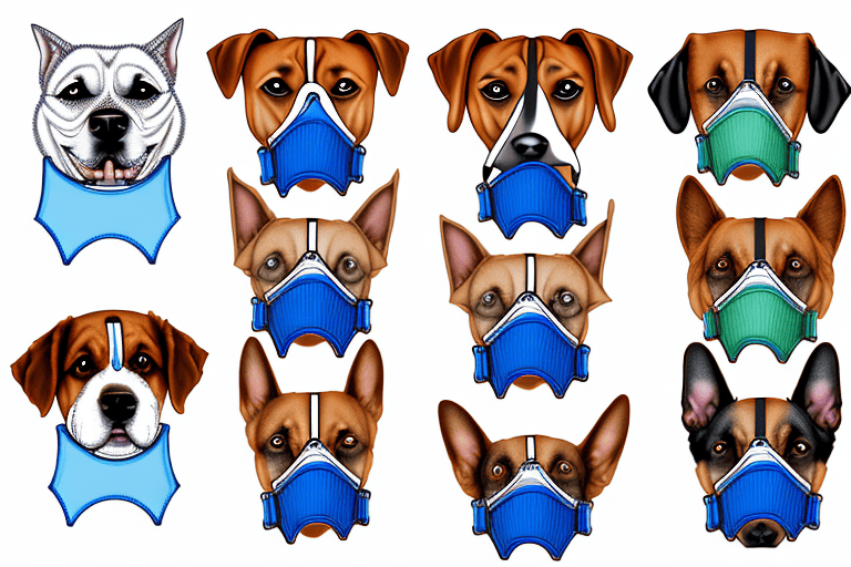 Several different types of dog muzzles displayed side by side