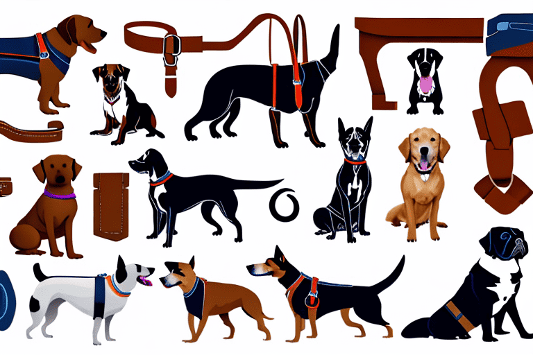 Several different types of dog harnesses