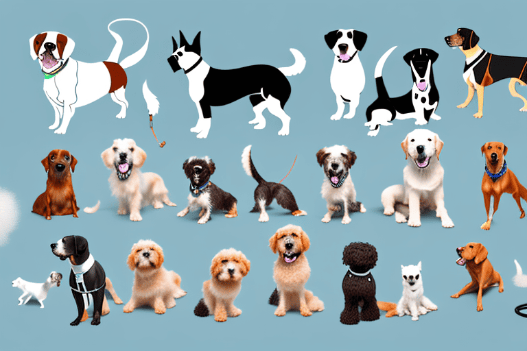 Several different breeds of dogs