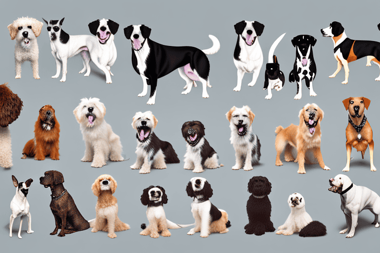 Several different breeds of dogs showing various aggressive postures