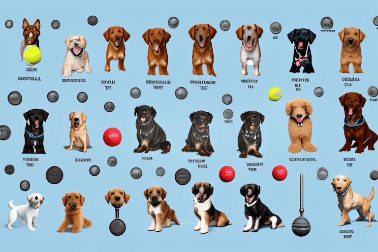 Various dog breeds such as a labrador