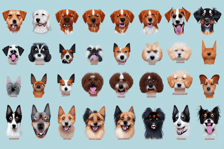 Various dog breeds in different poses