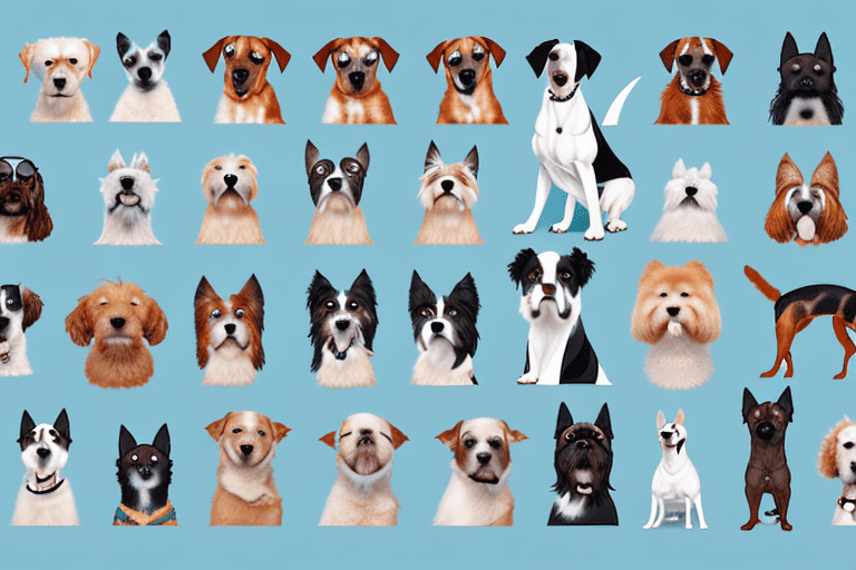 Several different dog breeds side by side