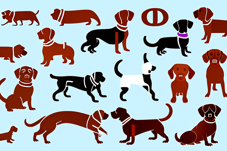 Various dog breeds such as a labrador