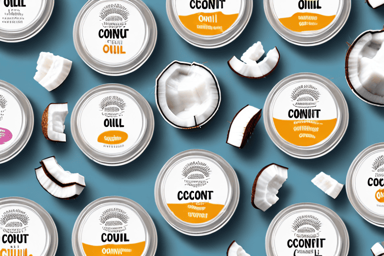 A variety of coconut oil jars with different labels