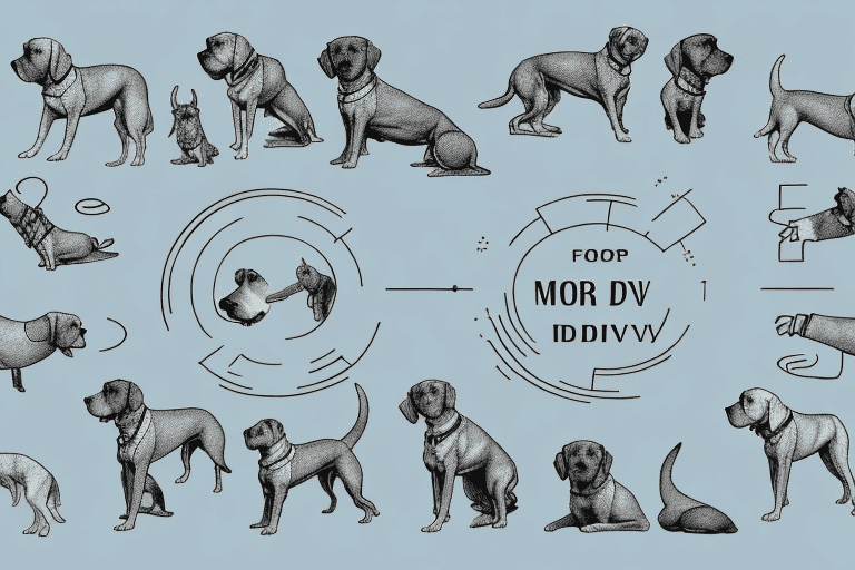 Several different types of dogs with a mirror in the middle