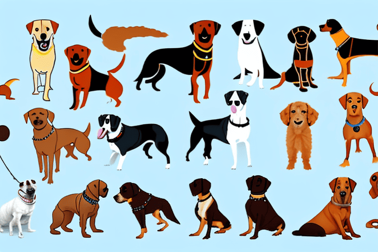 A variety of different dog breeds showing distinct personalities and characteristics