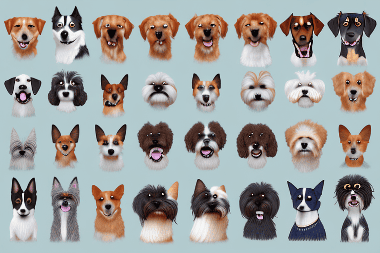 Various types of dog breeds from different perspectives