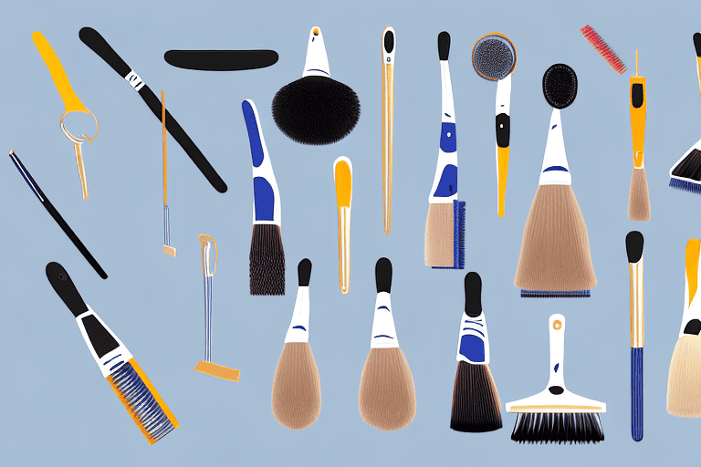 Several different types of dog brushes displayed side by side