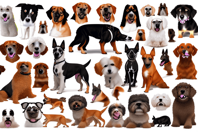 Several different types of dogs with distinct characteristics