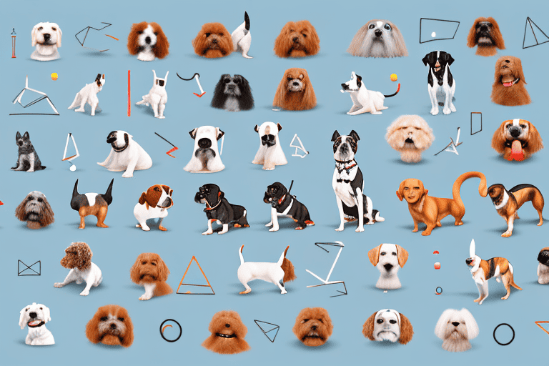 A diverse range of popular dog breeds engaging in playful activities