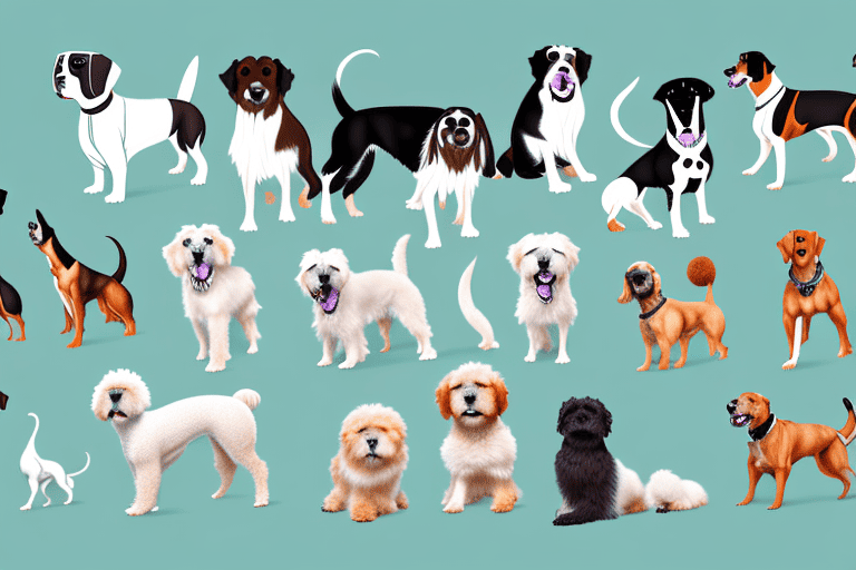 Several different breeds of dogs