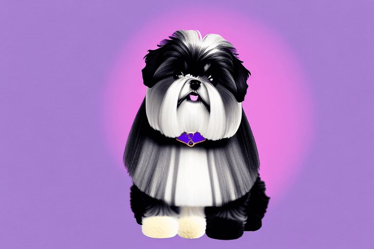 A fluffy black shih tzu dog