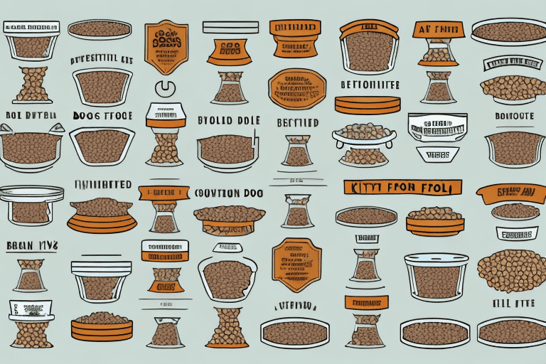 A variety of different types of dog food (kibble