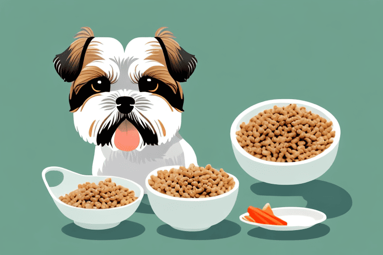 A shih tzu happily eating from a bowl filled with high-quality