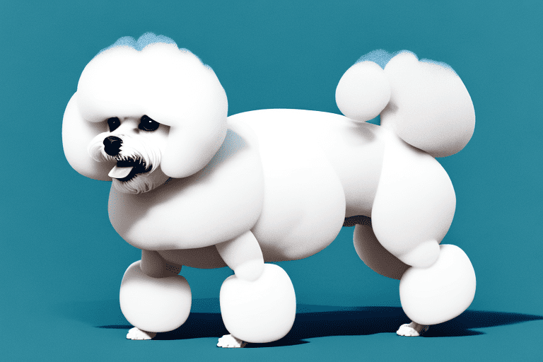 A bichon frise dog in a playful pose