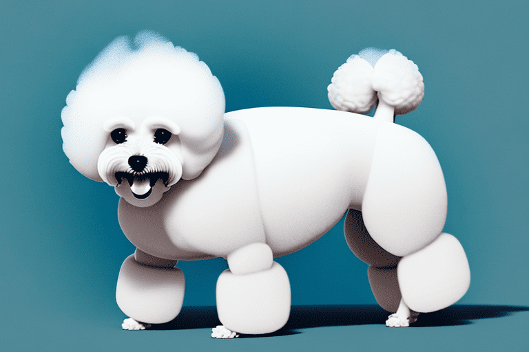 A bichon frise dog in a playful pose