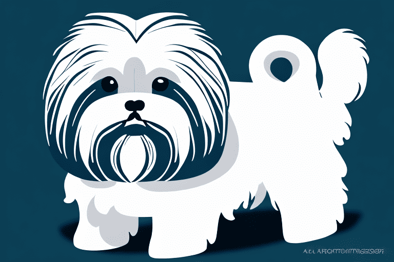 A lhasa apso dog in its full coat