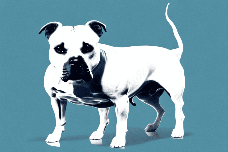 A staffordshire bull terrier in a standing position