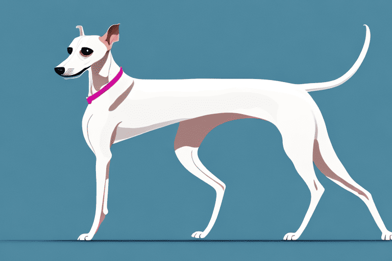 A whippet dog in a dynamic pose