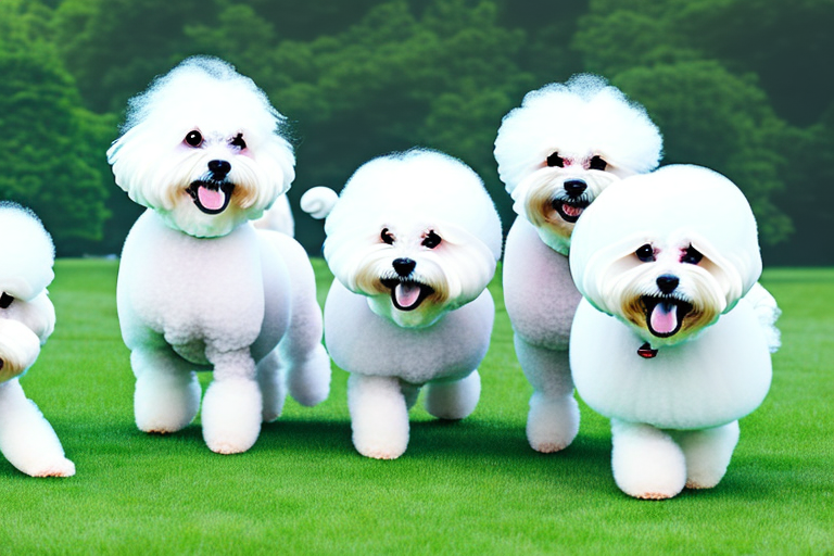 A group of different bichon type dogs