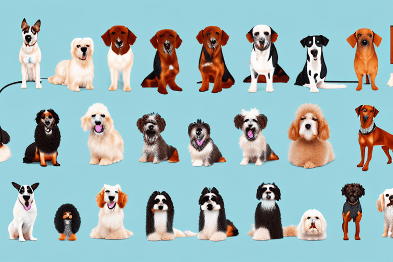 Various breeds of dogs in a home setting