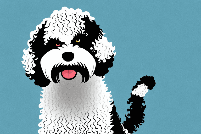 A playful portuguese water dog