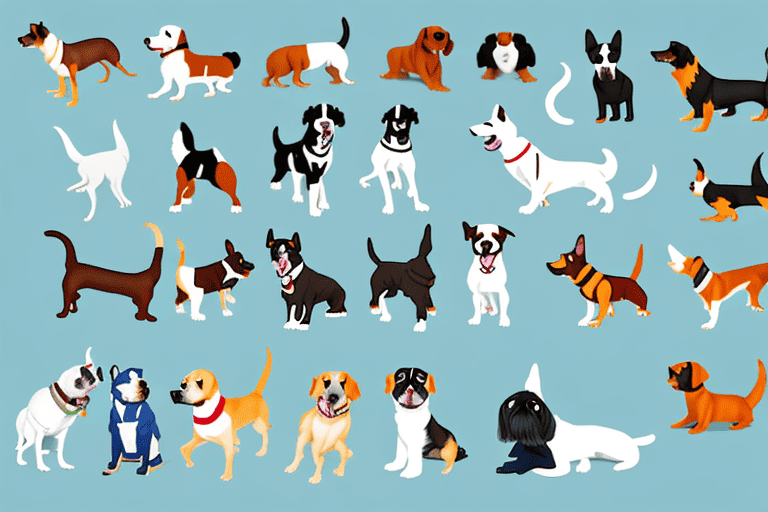 Various types of dogs in different environments