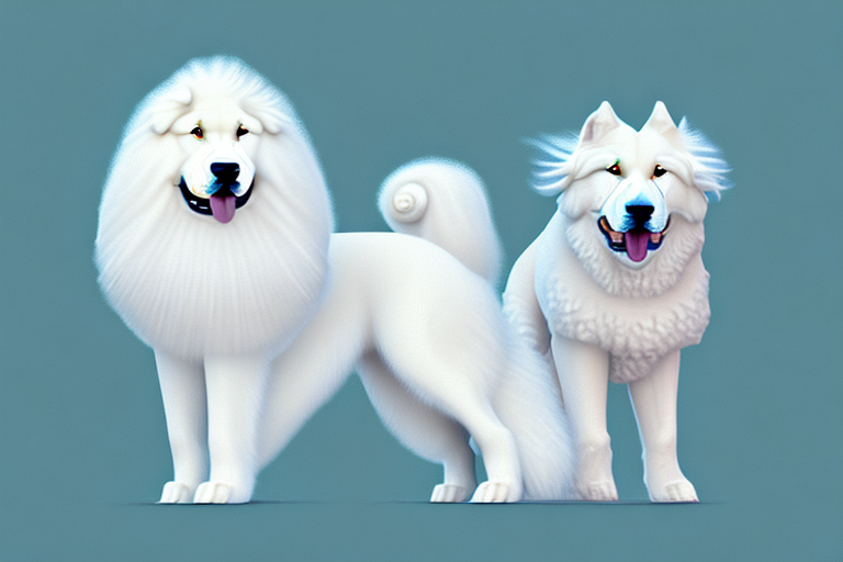 Several different breeds of large white dogs