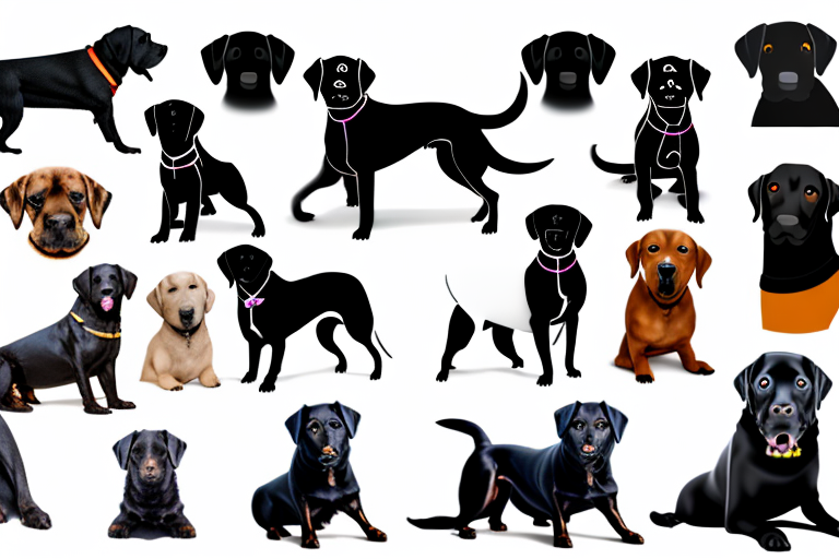 A variety of different black dog breeds