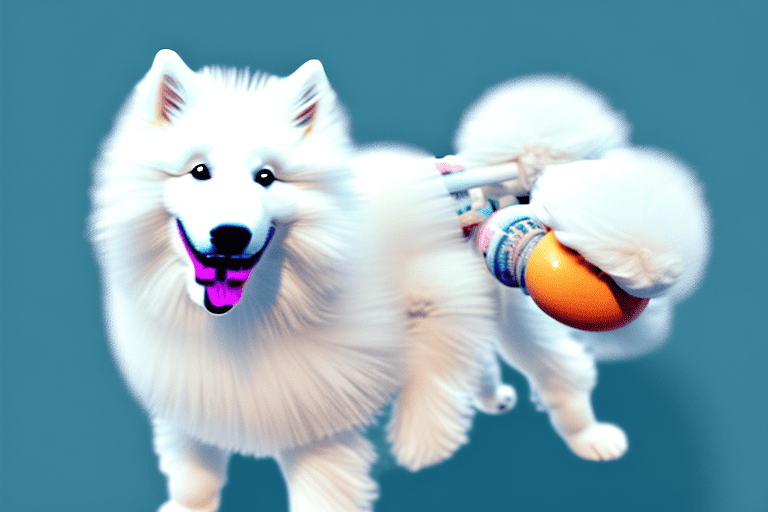 A fluffy white samoyed dog