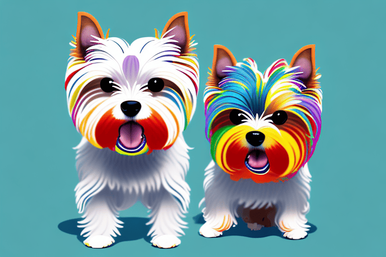 A playful dog that resembles a yorkshire terrier