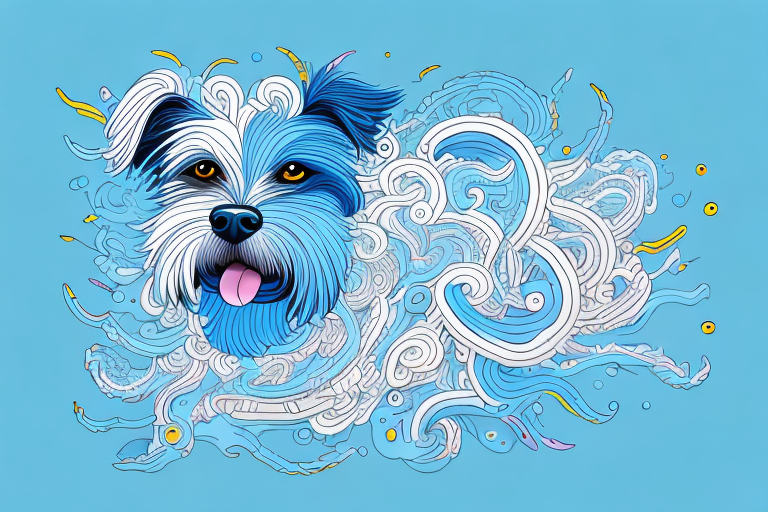 A unique and captivating blue-colored dog showcasing its distinctive characteristics in a playful and lively setting