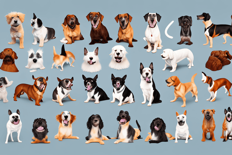 Several different dog breeds displaying various aggressive postures