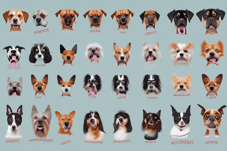 A variety of popular dog breeds in humorous