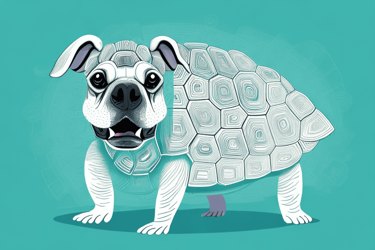 A tortoise with dog-like features such as floppy ears and a wagging tail