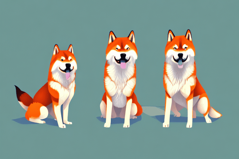 A shiba inu and an alaskan malamute