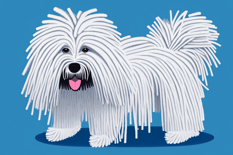 A komondor dog with its distinctive mop-like coat